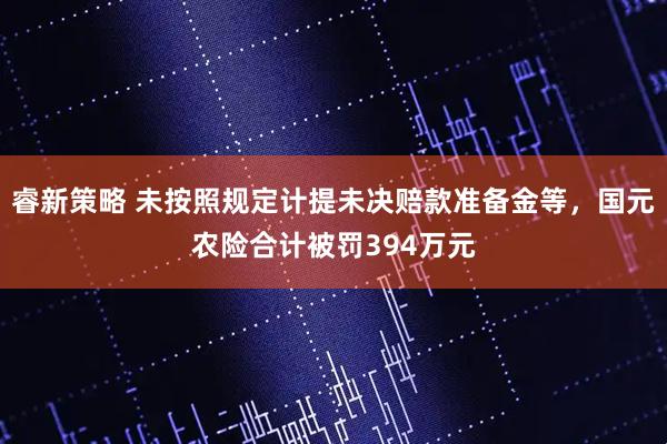 睿新策略 未按照规定计提未决赔款准备金等，国元农险合计被罚394万元